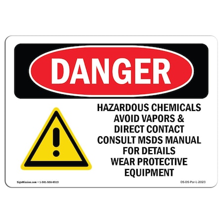 Signmission OSHA Danger Sign, 10" Height, 14" Width, Rigid Plastic, Hazardous Chemicals Avoid Vapors, Landscape OS-DS-P-1014-L-2023